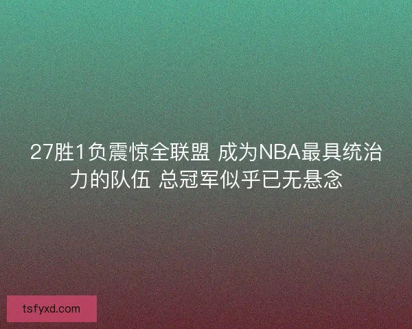 27胜1负震惊全联盟 成为NBA最具统治力的队伍 总冠军似乎已无悬念